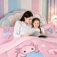 thumbnail image 5 of Manfei Watercolor Amphibian Axolotl 7-Piece King Bedding,Cute Salamander Pattern King Bed in a Bag,Pink Reversible, 5 of 7