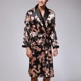 thumbnail image 2 of Silk Robe men Simulation Silk Print Plus Size Pajamas Lingerie Robe Bathrobe Dressing Gown, 2 of 5