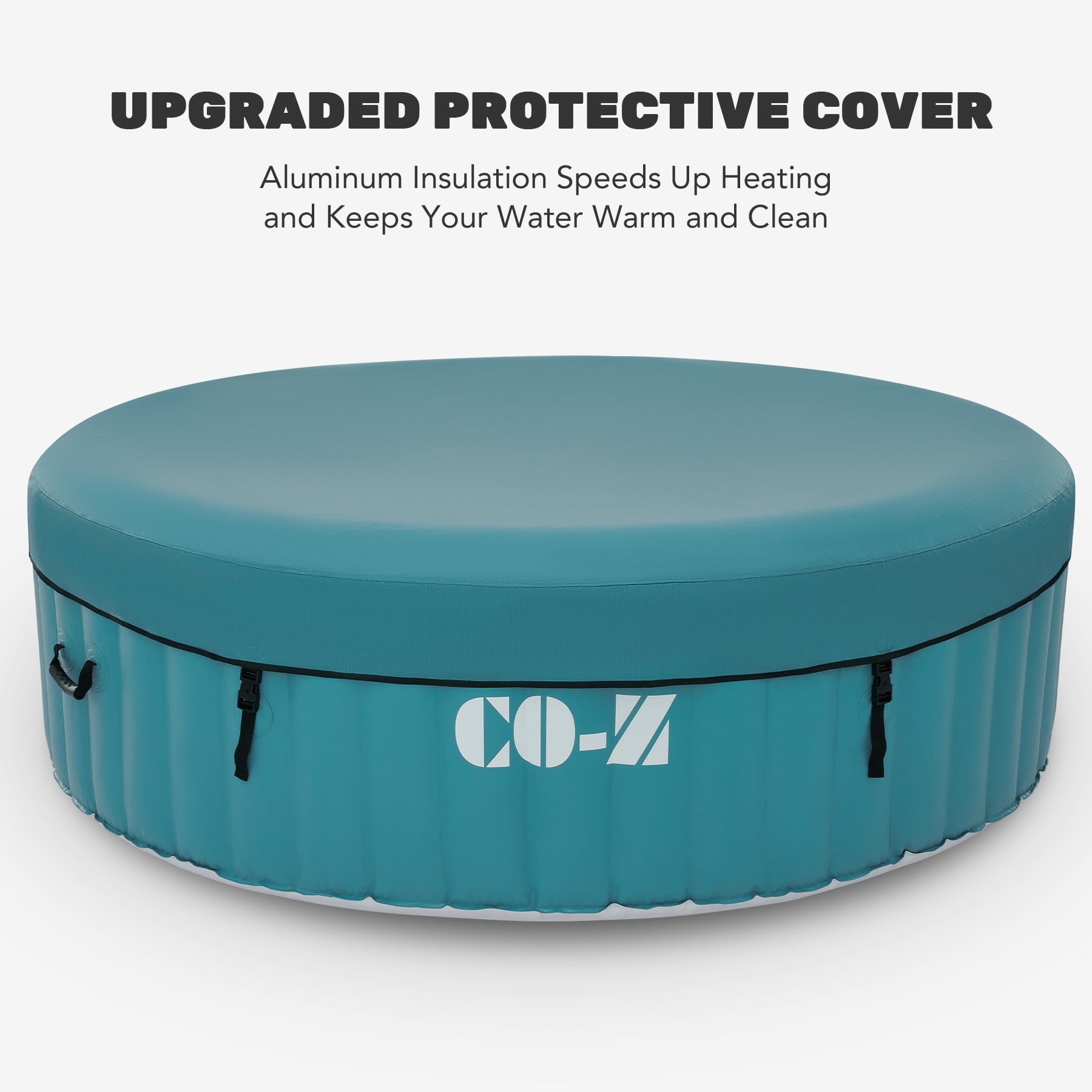 CO-Z 6 Person 7ft Inflatable Hot Tub Pool with Energy Efficient Spa Cover, Massage Jets and All Accessories Teal