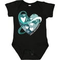 thumbnail image 3 of Inktastic Cervical Cancer Awareness Teal and White Ribbon Around Heart Boys or Girls Baby Bodysuit, 3 of 5