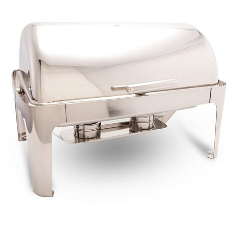 Oblong Roll Top Chafer ProstoWare PWR-1RE Full-size Roll-Top Chafer w/ Cover Holder, Stainless Steel Chafing Dish for Catering ()