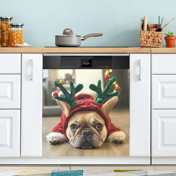 Dishwasher Sticker Dishwasher Cover Magnet Refrigerator Home Decorative Art Kitchen Panel Decal Cute French Bulldog 23x26 Inch