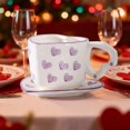 thumbnail image 5 of Valentine's Day Heart Ceramic Couple Mug with Coaster - Romantic Coffee/Tea Cup, Affordable Winter Holiday Gift, Value-Packed Festive Favorite Mug Set for Home & Office, Purple, 5 of 6