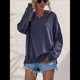 thumbnail image 4 of Sudadera de Larga para Mujer, Holgada, para Hacer Ejercicio, para Salir, Informal, con Capucha Azul Marino L, 4 of 10