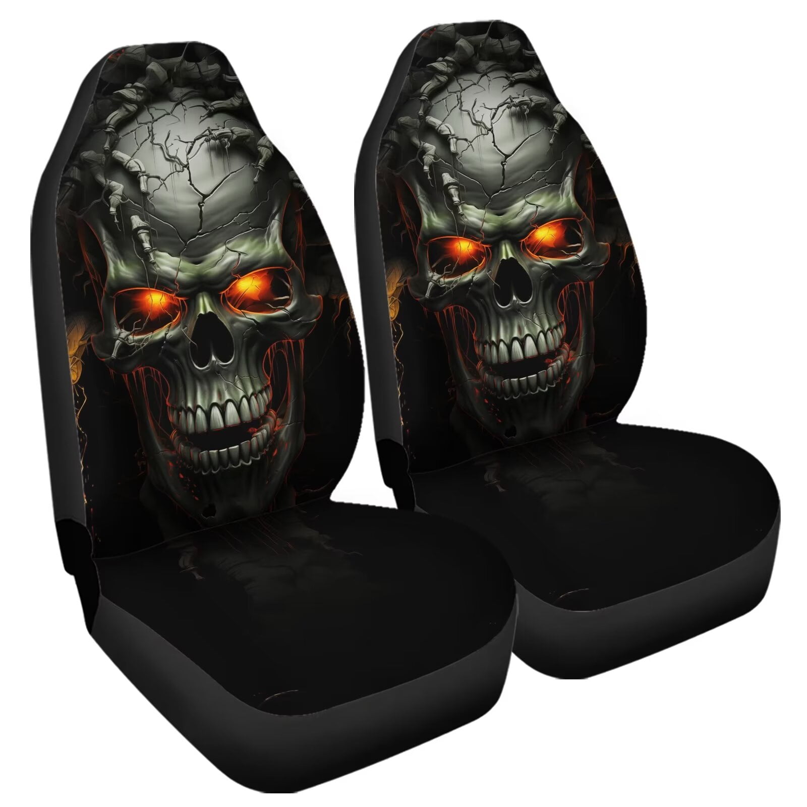 Uourmeti Car Seat Covers for Women Cool Punk Skull Print Easy to Install Soft Universal Fit Durable Elastic Automotive Seat Covers for Trucks SUV Sedan