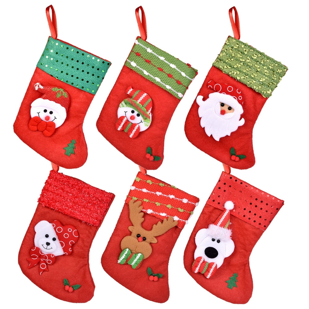 6Pcs Christmas Socks Set,Mini Christmas Stockings Gifts Treat Bags for ...