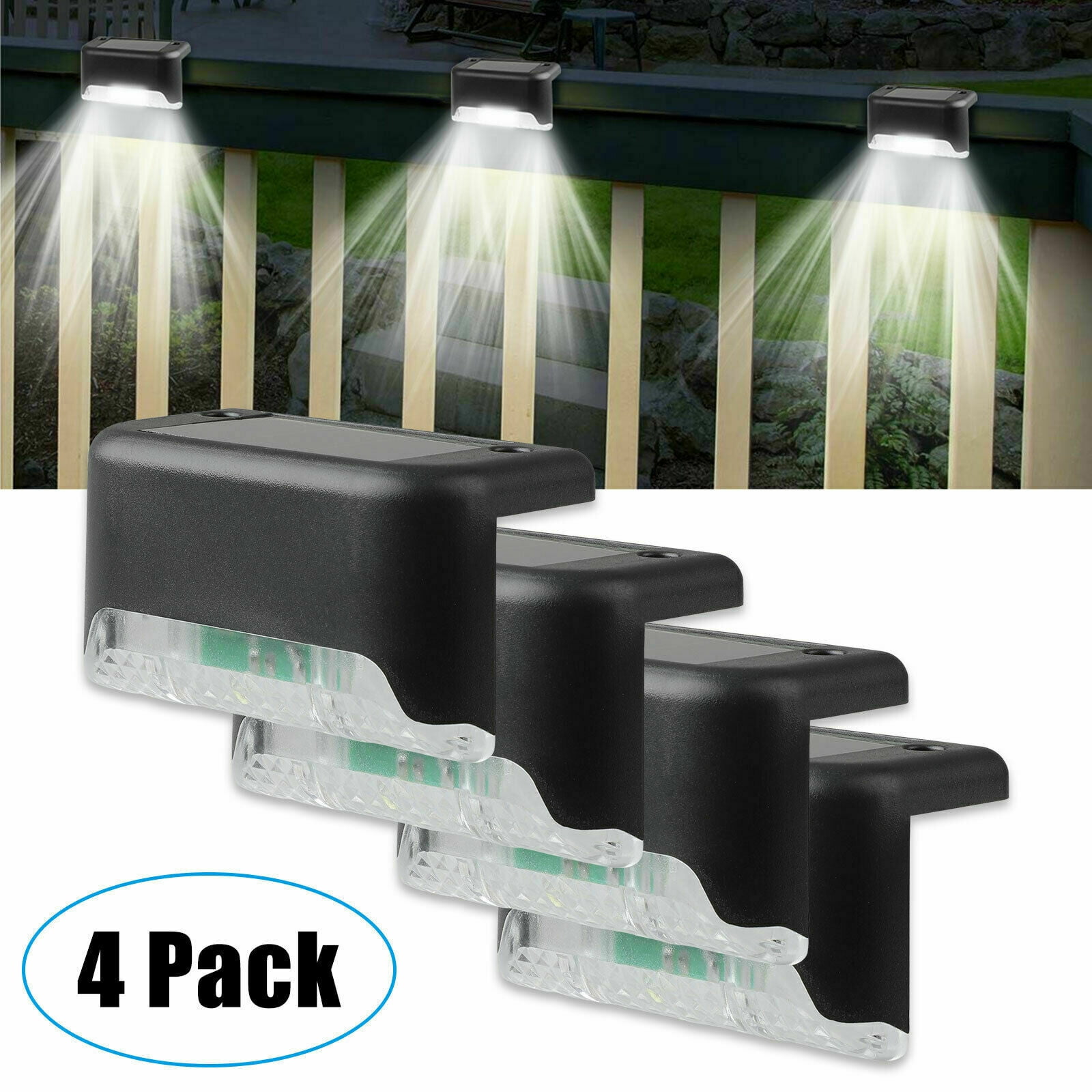 4/8Pcs Solar Powered LED Deck Lights Outdoor Path Garden Stairs Step Fence Lamp 