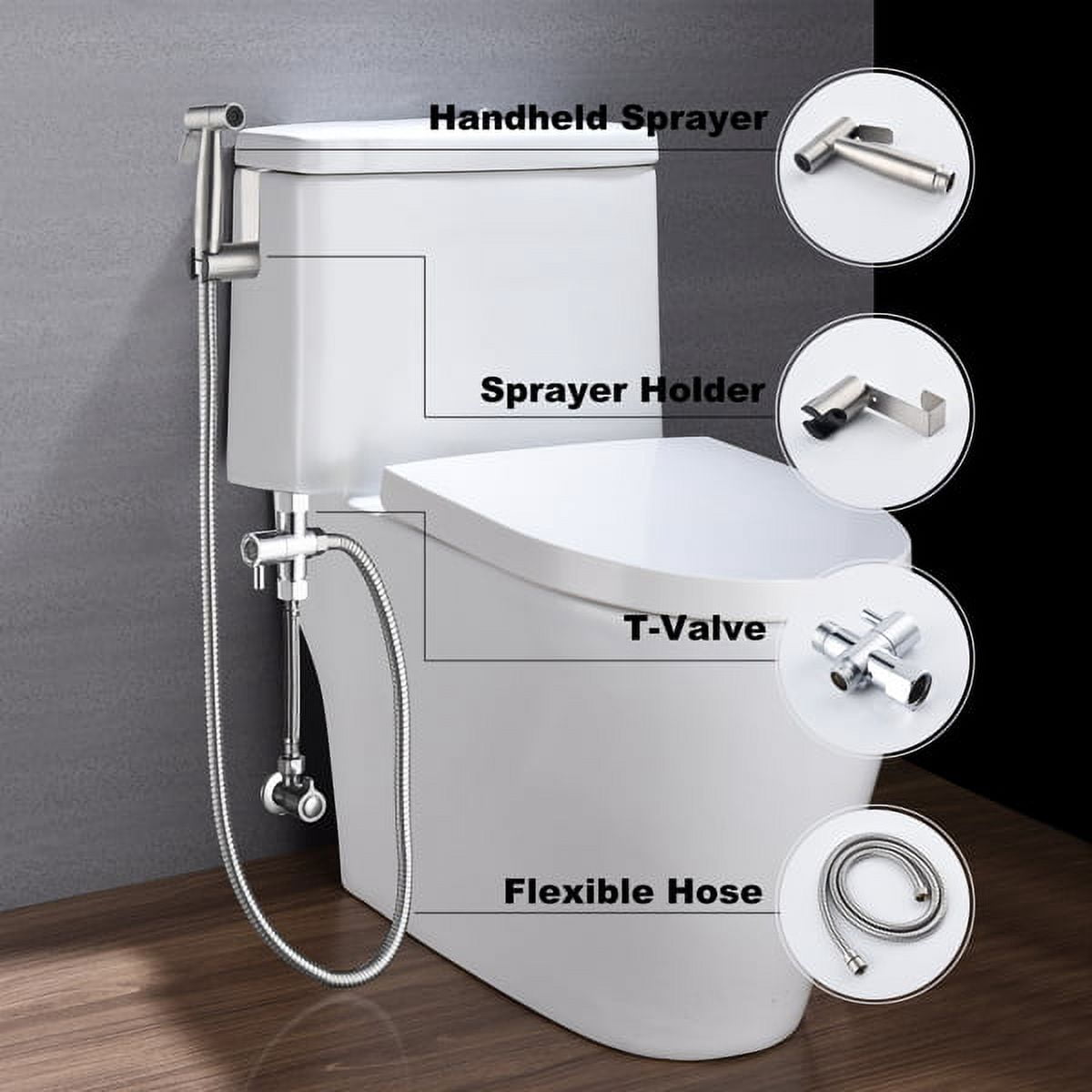 Handheld Bidet Sprayer for Toilet, Multi-Purpose Cloth Diaper Sprayer Kit with 2 Mount Options, DIY Install, Jet & Soft Spray Modes