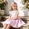 thumbnail image 5 of Rhuody Girls Dress Sleeveless Floral Dresses Round Neck Solid Color Party Gown Trend Wear 6-7 Years Pink, 5 of 9