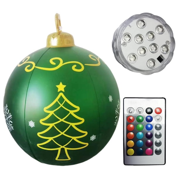 2uds. Bola inflable de Navidad de 60 cm, bola inflable de Navidad con brillo de PVC (estilo A)