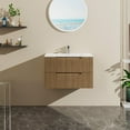 thumbnail image 6 of Kadyn 30inch Bathroom Storage Cabinet with Sink Floating Bathroom Cabinet, Soft-Close System and 2 Extra Big Drawers, Vanity Cabinet for Bathroom, Living Room, Hallway, Walnut (Sink not Included), 6 of 6