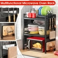 thumbnail image 2 of Adjustable Microwave Stand,Microwave Oven Rack Shelf Heavy Duty 3-Tier Shelf with 9 Hooks for Kitchen Shelves Counter Top Organizer, Holds 180lbs Bakers Racks for Kitchens,with Cutting Boards Stand, 2 of 8