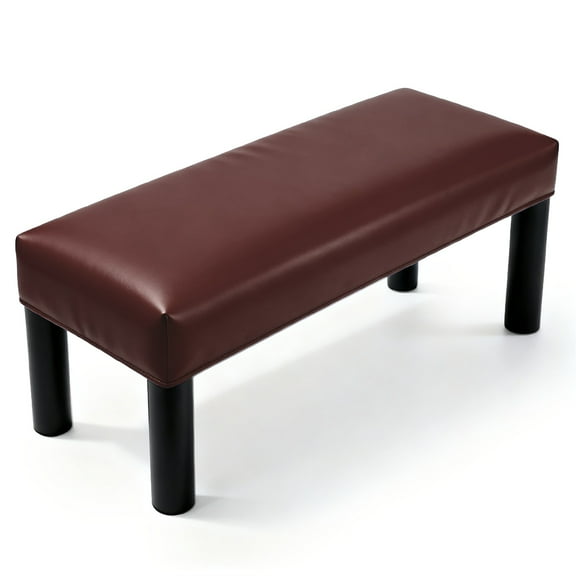 Uxcell Waterproof Dining Bench Cover, Stretch PU Leather Rectangular Bench Seat Protector Slipcover 27.6"-31.5" for Piano Benches Kitchen Dining Room Chairs, Brown