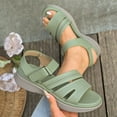thumbnail image 2 of Xfvqtps Womens Sandals Hook and Loop Strap Open Toe Thick Soft Sole Non Slip Comfortable Breathable Summer Wedge Sandals Green, 2 of 6