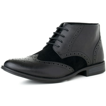 2 Mens Boot - Alpine Swiss Mens Boots Wing Tip Lace Up Dress Shoes Two Tone Brogue Medallion