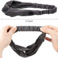 thumbnail image 3 of 3 Pieces Button Headbands for Face Covering Knotted Turban Elastic Hair Bands Boho Stretchy Crossed Headwrap for Women Girls, 3 Colors (Black, Dark Gr, 3 of 5