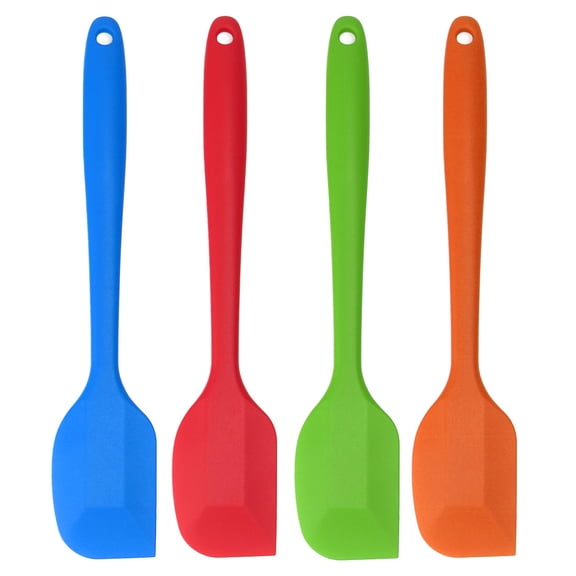 4 Pcs Silicone Spatula Set Heat Resistant Non Stick Red Orange Blue Green