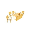 thumbnail image 5 of Grade-A Teak Dining Set: 4 Seater 5 Pc: 60" Square Rectangle Butterfly Table And 4 Leveb Stacking Arm Chairs Outdoor Patio WholesaleTeak #51LV1405, 5 of 7
