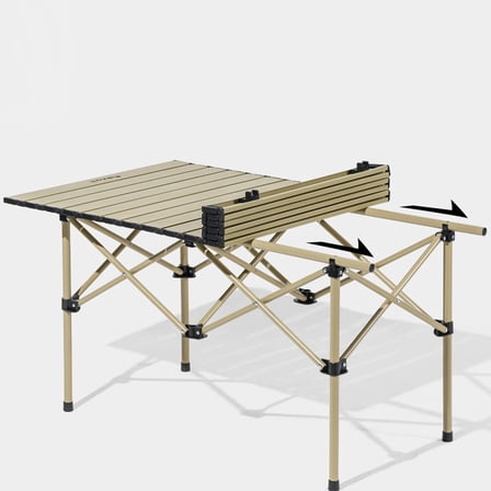 Edzos Beach tables, Portable Folding Camping Table, 4-6 Person Aluminum Outdoor Picnic Table