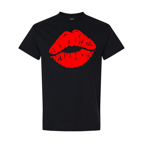 Inktastic Red Lips, Red Lipstick, Kissing Lips, Lips Print T-Shirt