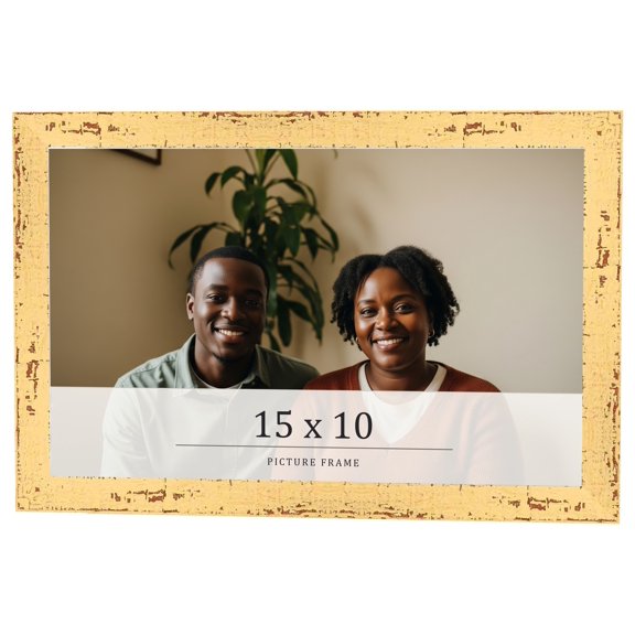 15x10 Frame Yellow Real Wood Picture Frame Width 1.25 inches | Interior Frame Depth 0.5 inches |