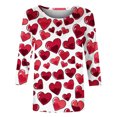 thumbnail image 4 of Goodeals Valentines Shirts Heart Cute Women T Shirts 3/4 Sleeve Shirts for Teen Girls Soft Comfy Raglan Tops Crew Neck Casual Loose Fit Tunic Top(Multicolor,L), 4 of 5