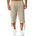 thumbnail image 4 of Cilcicy Men Casual Cotton Linen Solid Loose Calf-Length Pants, 4 of 6