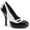 Womens Glossy Black and White Patent Mary Jane Pumps Shoes with 4.5 Heels