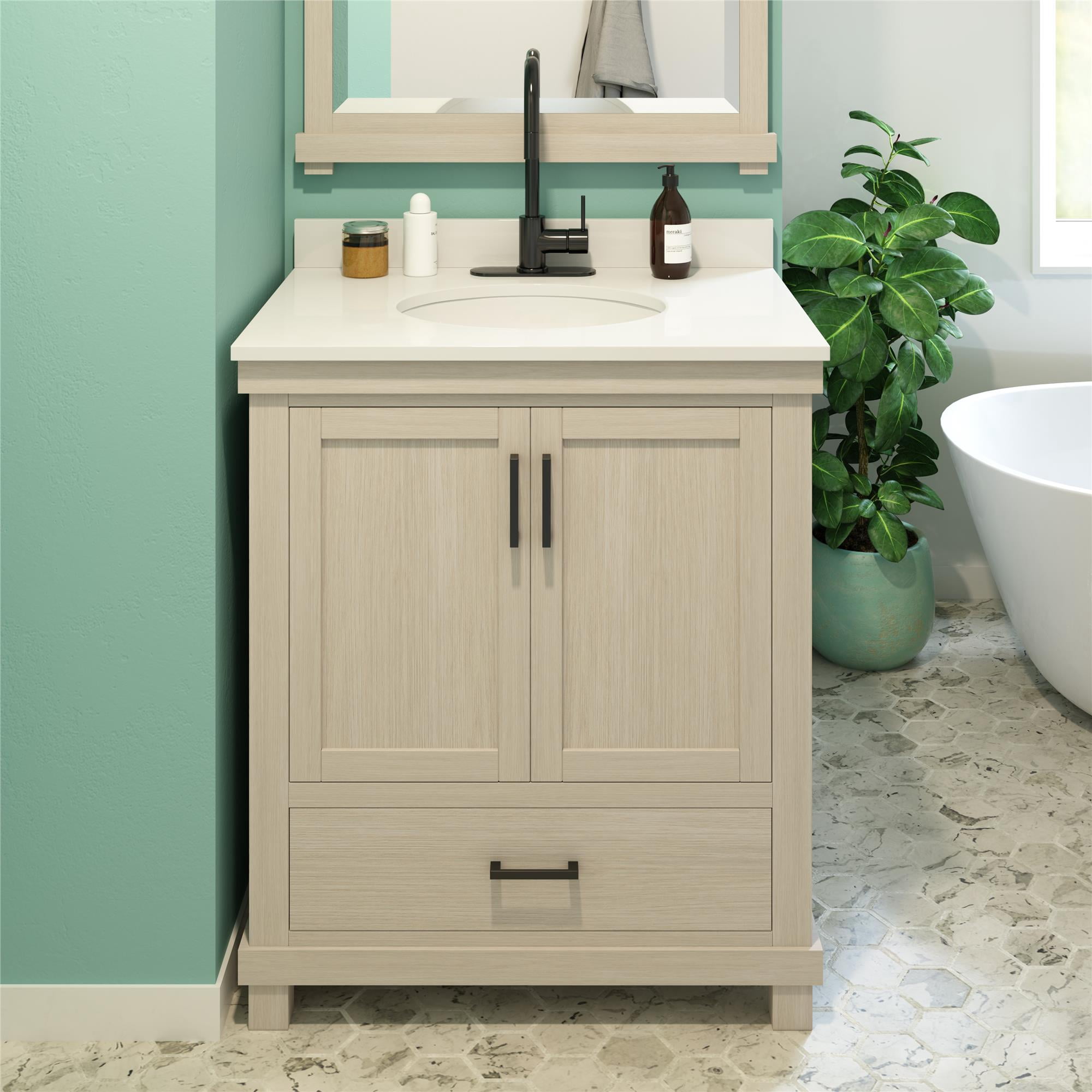 DHP Sunnybrooke 30 Inch Bathroom Vanity w/ Sink, Rustic White