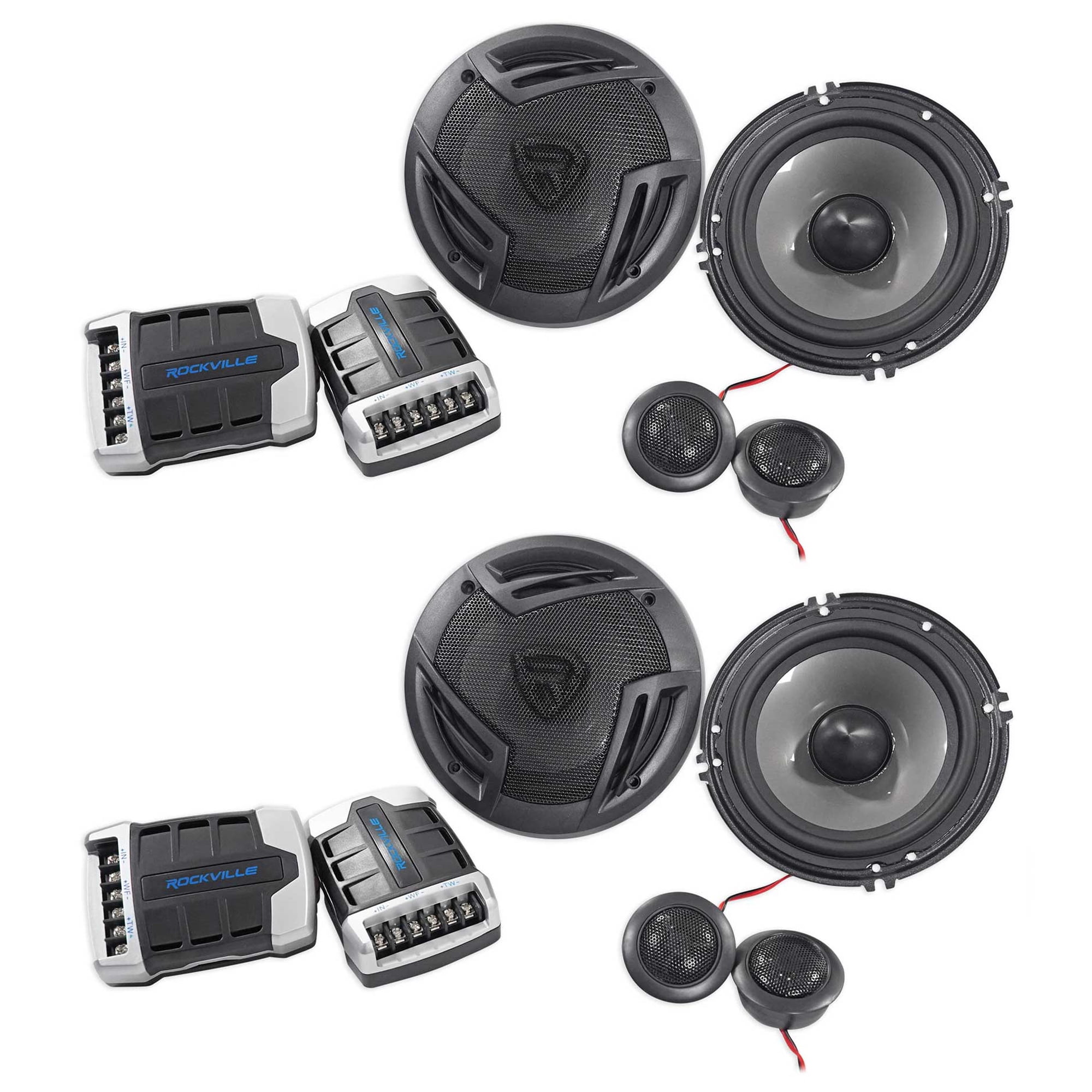 (2) pairs rockville rv65.2c 6.5" component car speakers 1500w/280w rms cea rated
