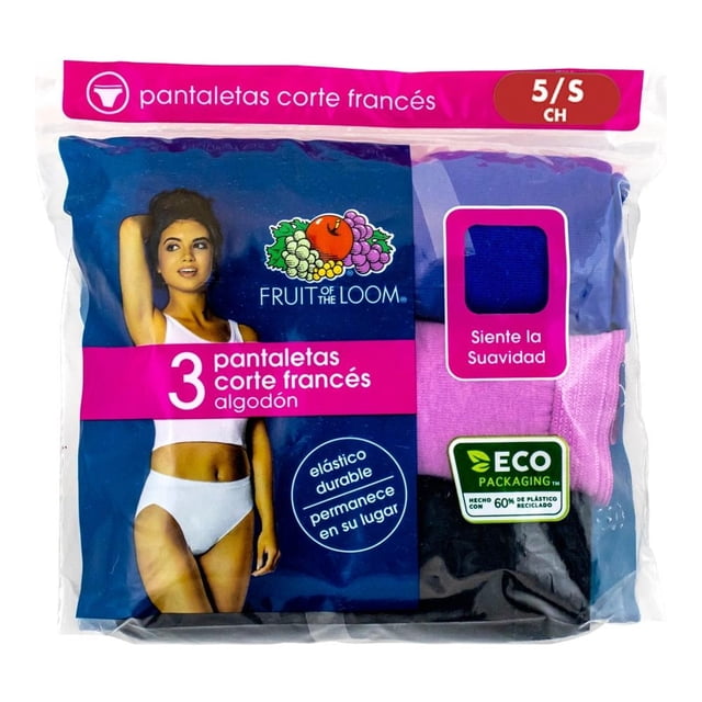 Pantaletas Fruit of the Loom para Mujer, Corte Francés 3 Piezas Multicolor Talla 5