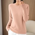thumbnail image 2 of tarylea Womens Tops Crew Neck Ribbed Knitted Sweater Solid Color Long Sleeve Pullover Casual Loose Fall Stretch Comfy Dailywear Tops, 2 of 3