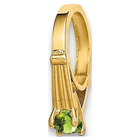 14k Yellow Gold Ring with Light Green Glass Stone Charm