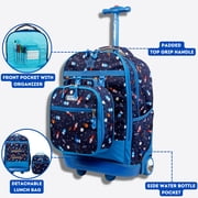 J World Boys And Girls Duo 18 Rolling Backpack With Lunch Bag For School And Travel, Spaceship
