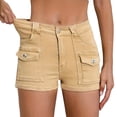 thumbnail image 2 of Women's Stretchy Denim Shorts Summer Mid Waisted Hot Jorts Y2K Skinny Jeans with Pockets, 2 of 6