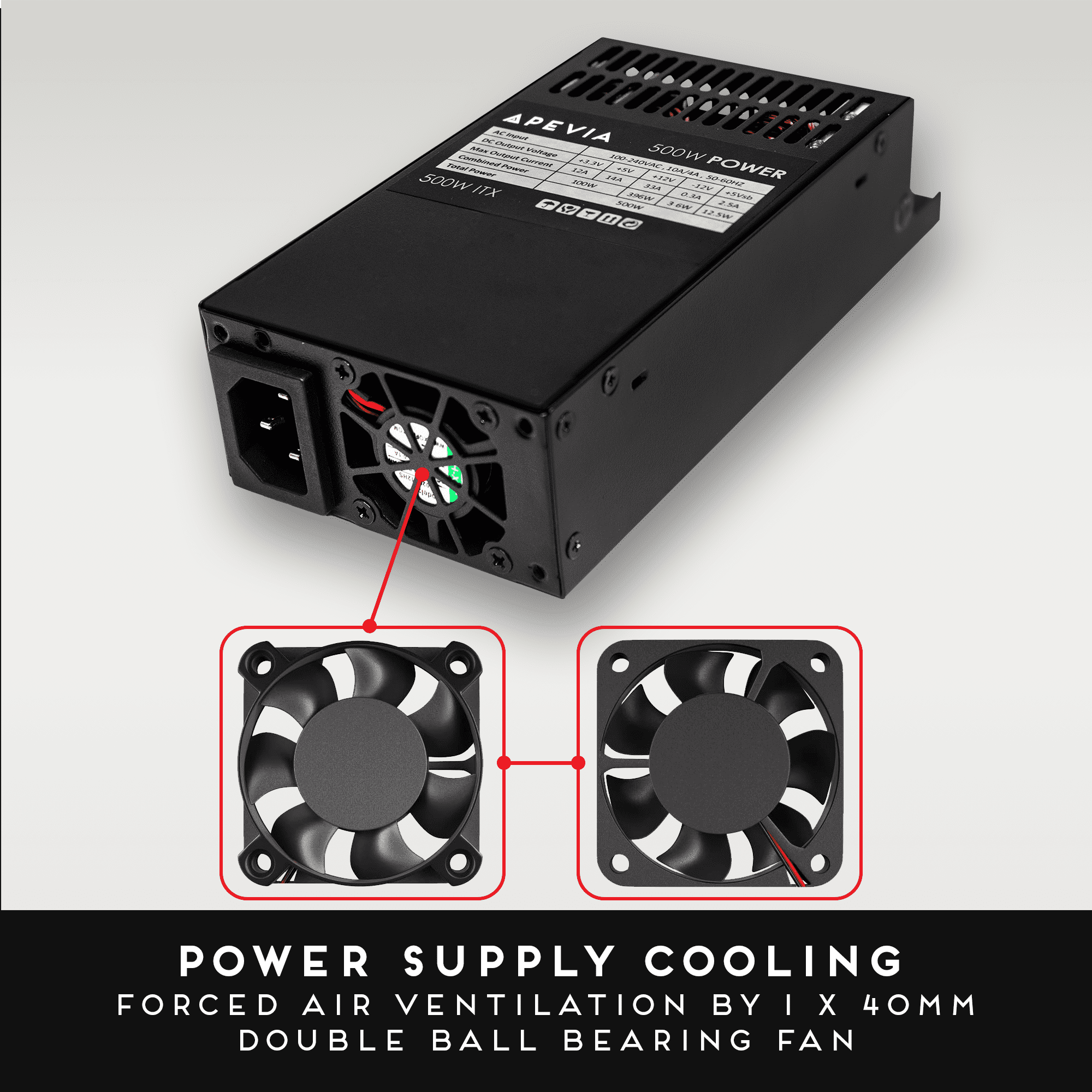 Apevia ITX-PFC500W Mini ITX/Flex ATX / 1U 500W Fully Modular Power Supply, Full Range Active PFC 90-264V, AC for POS AIO System Desktop Gaming Server Small Form Factor (Flex ITX) Computer PSU