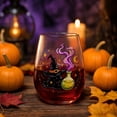 thumbnail image 5 of 2D Printed Halloween Stemless Glass Cup, Spooky Ghost Black Cat Pumpkin Pattern Wine Tumbler, Seasonal Halloween Party Drinkware Decor, 5 of 7