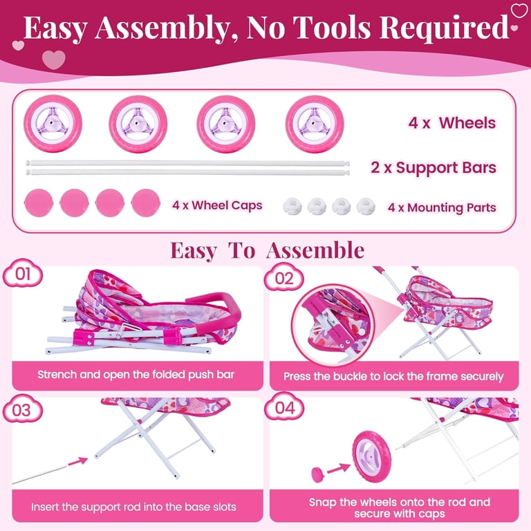 RSG 10-Piece Baby Doll Stroller Set with Feeding Accessories photo 5