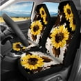 thumbnail image 2 of HUIACONG Brown Cow Print and Sunflower Car Accessories Seat Covers Full Set with Steering Wheel Cover Center Console Cover Seat Belt Pads Headrest Cover Coasters Keychain 14 Pcs Universal Fit, 2 of 5