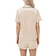 thumbnail image 6 of Timdgard Womens Pajamas Sets Satin Ruffle Short Sleeve Button down Shirts Shorts Loungewear Loose Outfits, 6 of 7