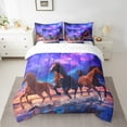 thumbnail image 2 of Horse Bedding Comforter Sets 7Pcs Glitter Stars Bed In A Bag,Psychedelic Galaxy Twin Bedding Sets Purple Space Universe Sheet Set With Comforter Galloping Horse Bed Set Animal Theme Home Decor, 2 of 4