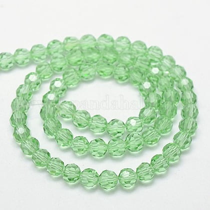 Glass Beads Strands Faceted(32 Facets) Round Pale Green 8mm Hole: 1.5mm about 66~67pcs/strand 15.12 inch~15.35 inch(38.4~39cm)