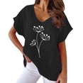 thumbnail image 1 of TSADFHJI Chandails en Molleton Femmes Manches Longues T-Shirt Décontracté à Manches Courtes Imprimé Floral Col en V TTTG Noir, 1 of 2