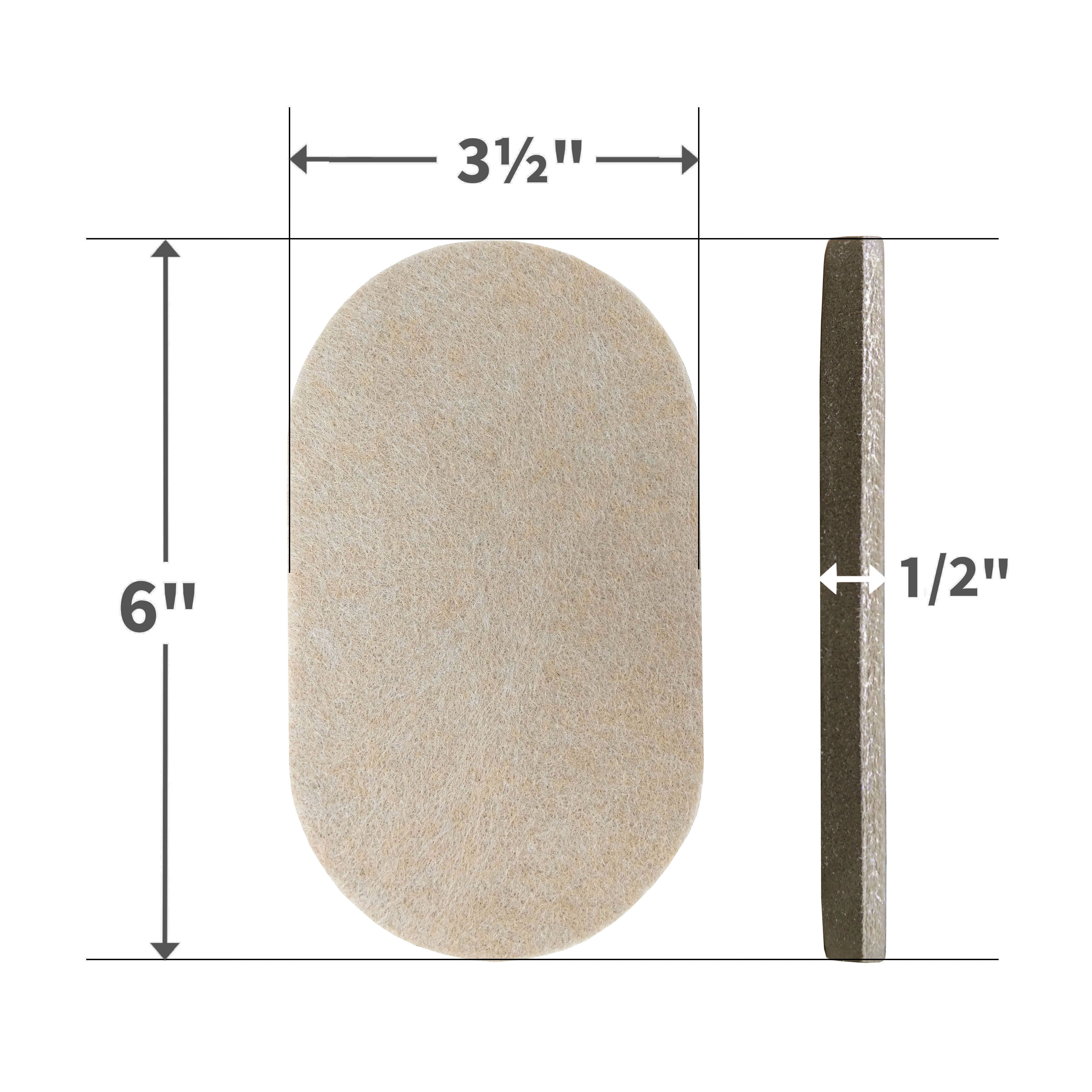 Super Sliders 3-1/2" x 6" Oval Furniture Sliders – 4 Pack, Smooth Gliding Pads for Hardwood Floors (Beige)
