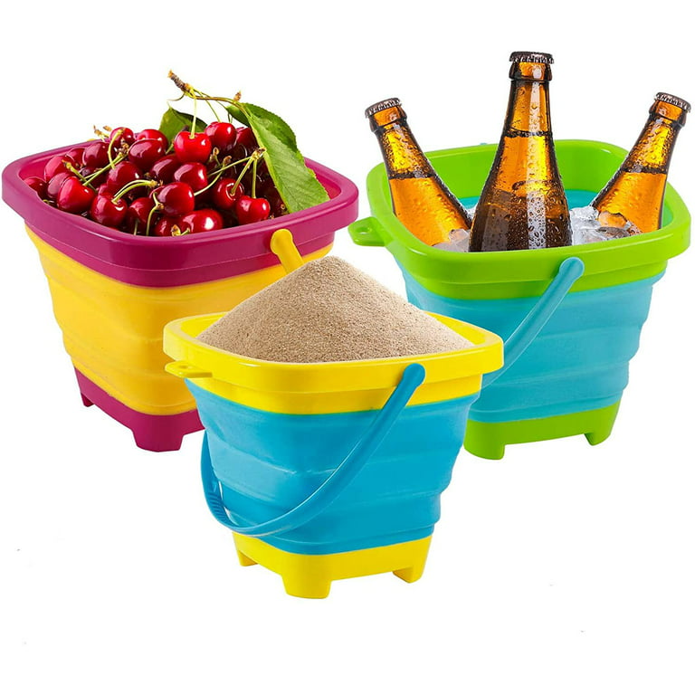 Portable Children Beach Bucket Sand Toy Foldable Collapsible Water Fun  Plastic Pail Multi Purpose Summer Playing Storage Sand - AliExpress
