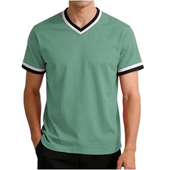 Betivan Men V Neck Tops Short Sleeves Custom Printing Pullover Sports Blouses White T Shirts for Men Breathable Outdoor Training Leisure