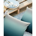 thumbnail image 2 of Pack of 2 Outdoor Pillow Covers, Grey Turquoise Stripe Gradient Waterproof Square Throw Pillowcase Cushion Decorative Pillow Covers for Couch Patio Tent, 26x26 in, 2 of 6