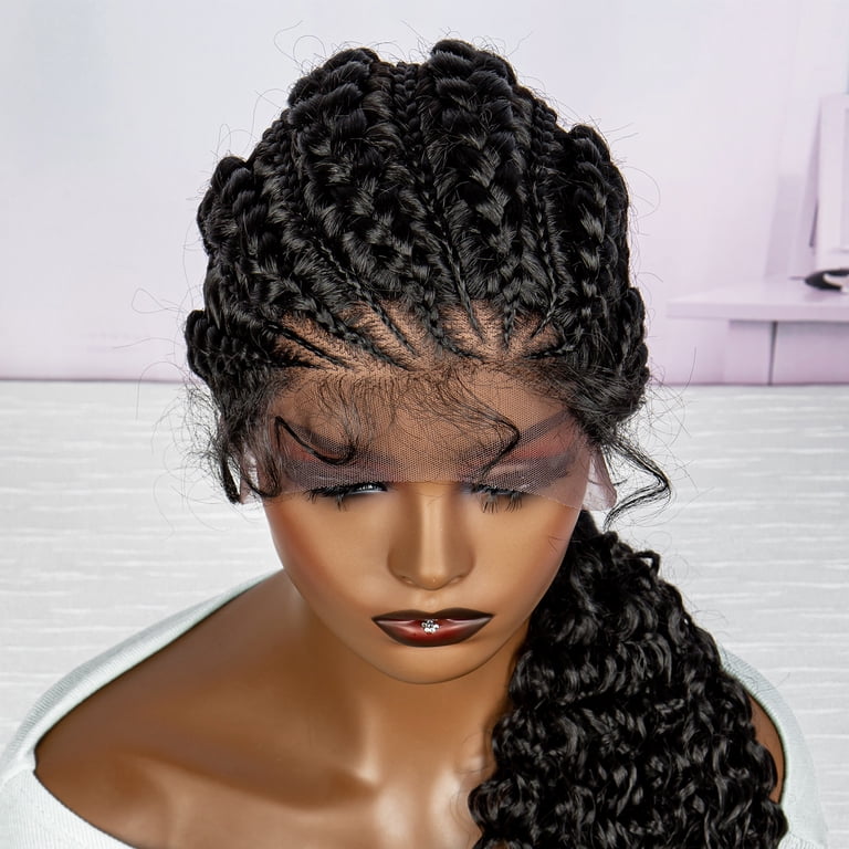28 Inches Lace Frontal Synthetic Braided Wigs Lace Front  display picture 3