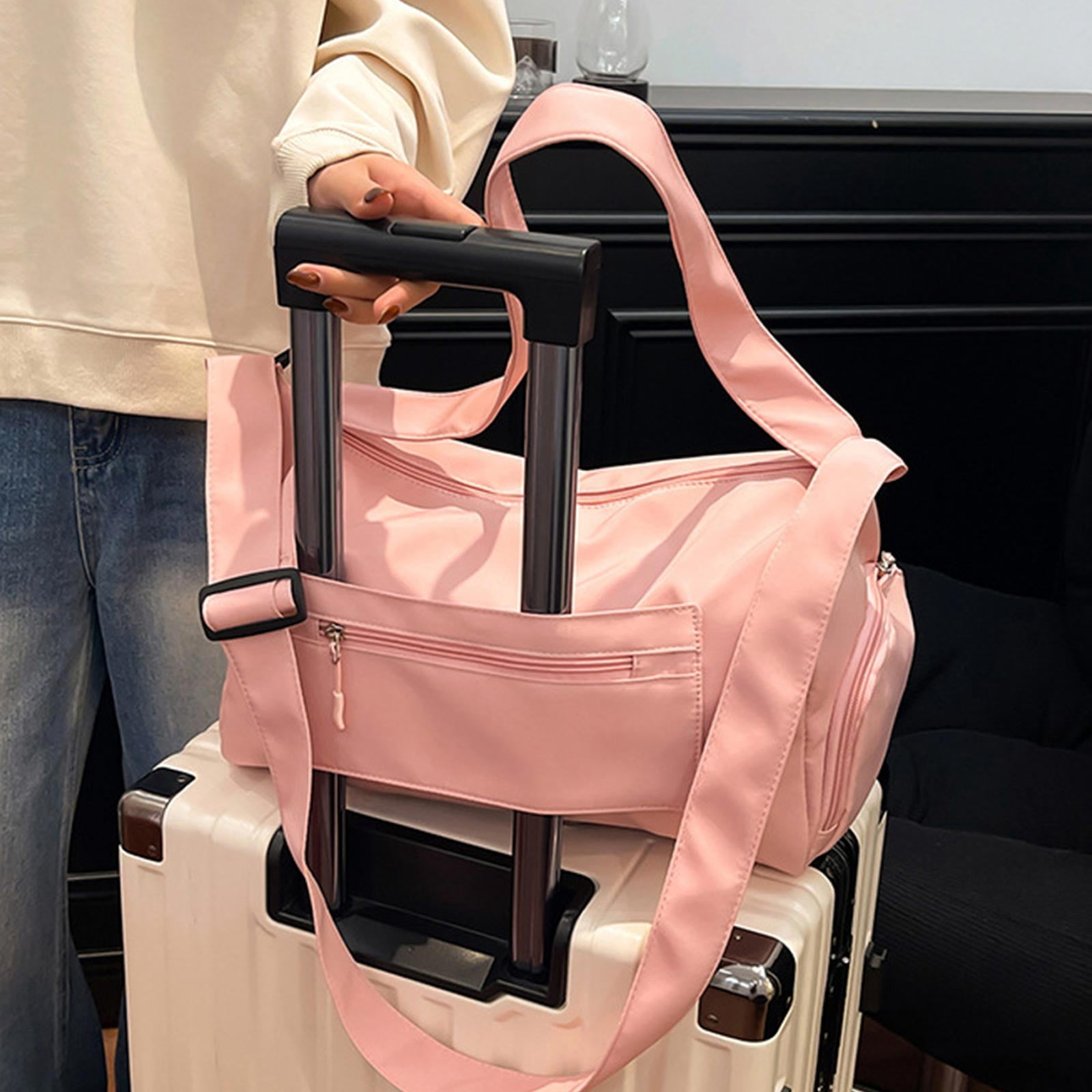 Nylon Gym Bag with Shoe Compartment Large Capacity Duffle Bag for Sports Travel and Daily Use