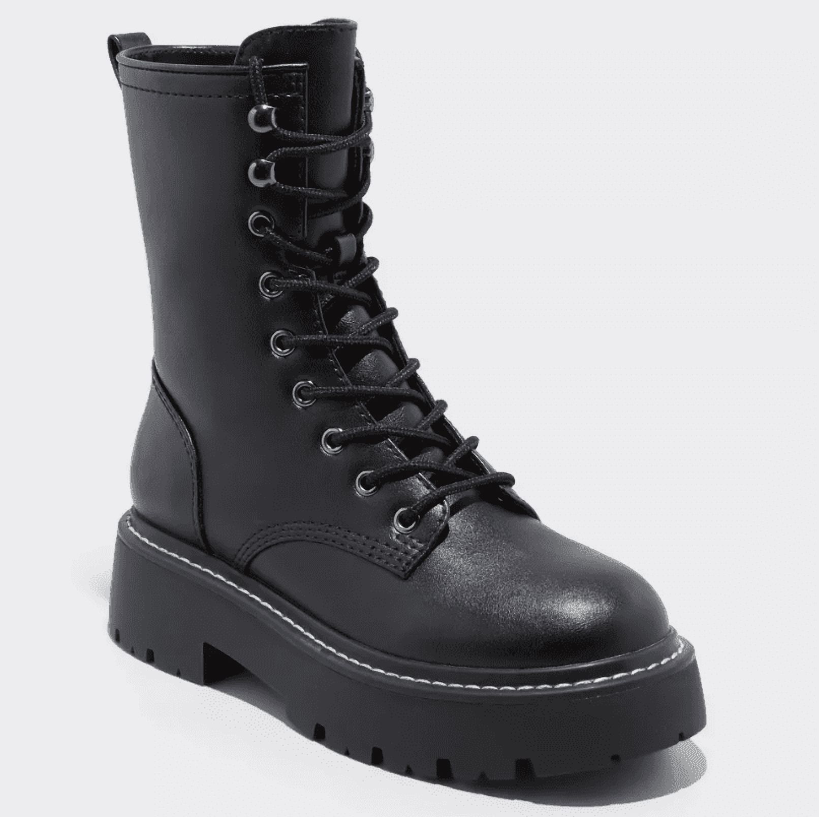 Wild Fable Women's Black Logan Lug Combat Boots with Memory Foam Insole size 7.5